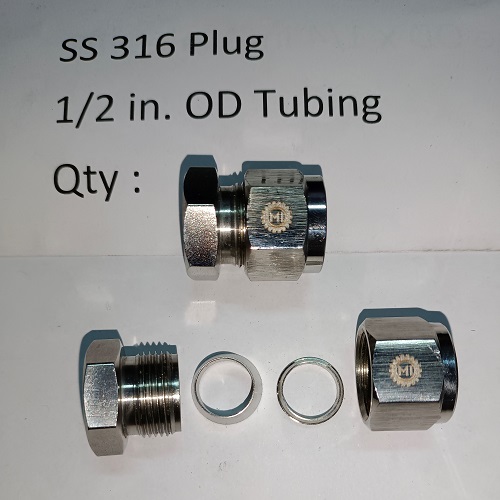 SS 316 Plug 1/2 in. Tube OD Tubing