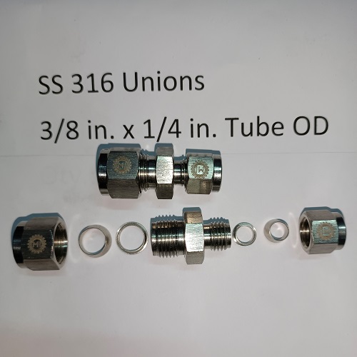 SS 316 Unions 3/8 in. x 1/4 in. Tube OD